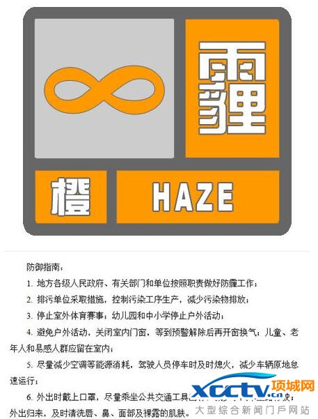 本市升级发布霾橙色预警