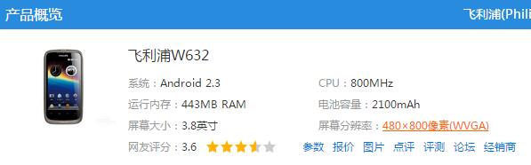 飞利浦w632怎么样？拥有3.8英寸TFT材质的触控电容屏