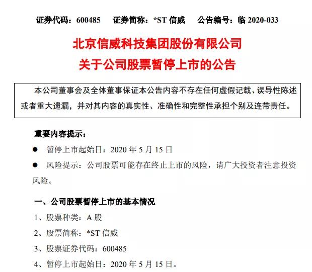 暴跌98%、巨亏184亿 *ST信威突然被暂停上市了