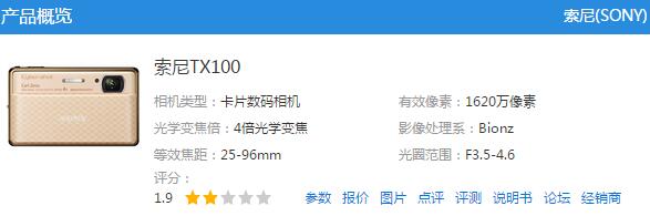 索尼tx100怎么样？背照式CMOS有效像素升级到1620万