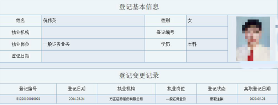 方正证券绍兴营业部老总倪伟英收警示函 为违规配资提供便利