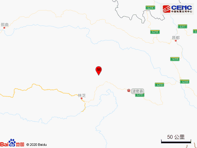 西藏林芝市波密县发生3.4级地震 震源深度8千米