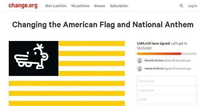 上百万网民请愿修改美国国旗 红白条纹改为了“黄白条纹”