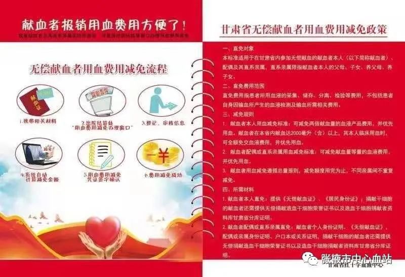 张掖无偿献血者临床用血费用直接减免工作启动 谁能享受?