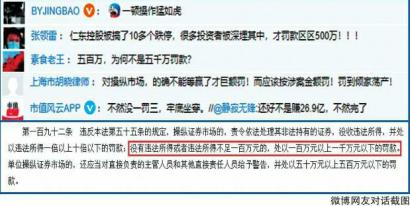 打击操纵市场监管接连出手 景华坐庄被重罚500万