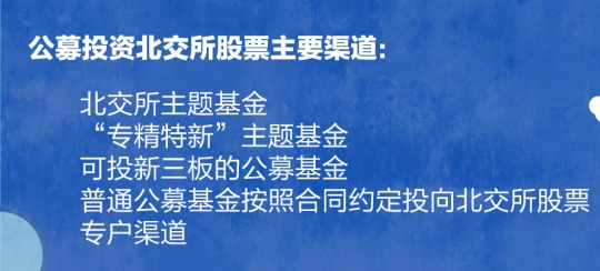 公募布局北交所万事俱备 三个渠道供投资者选择