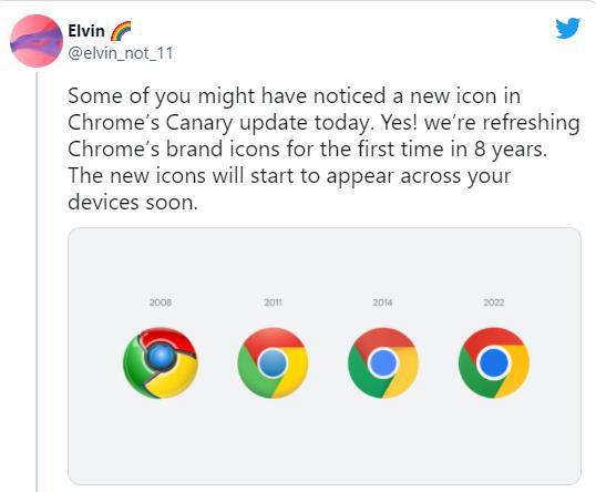 谷歌浏览器Chrome八年来首次更新标识 颜色更加鲜艳