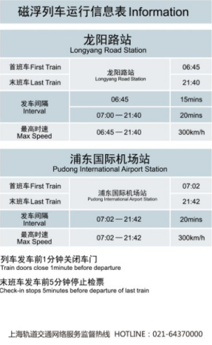 上海磁悬浮列车票价 磁浮单程55元/张磁浮双程85元/张