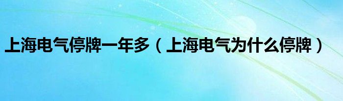 上海电气停牌 全球布局成为具有国际竞争力的跨国集团