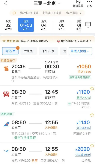 元旦期间北京至三亚去程机票更贵 三亚“平替”火了 